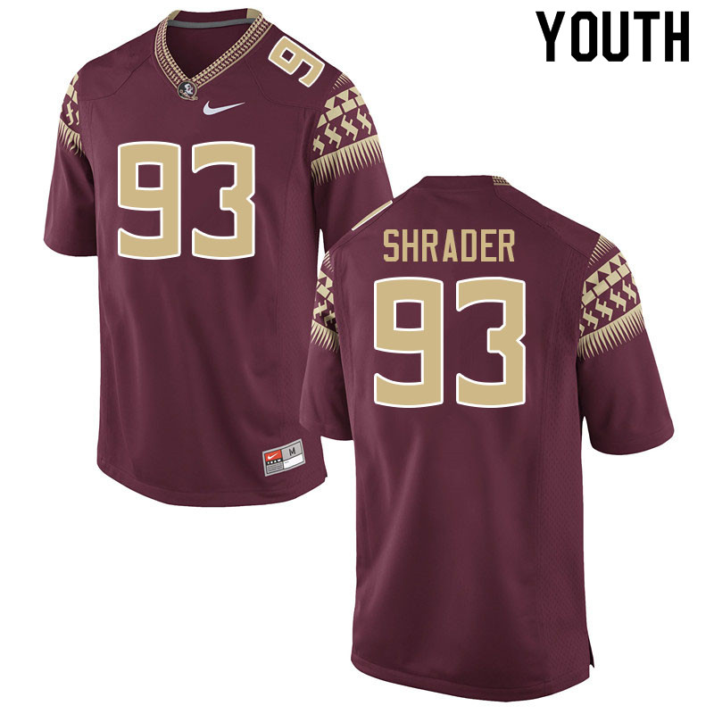 Youth #93 Jeb Shrader Florida State Seminoles College Football Jerseys Sale-Garnet - Click Image to Close